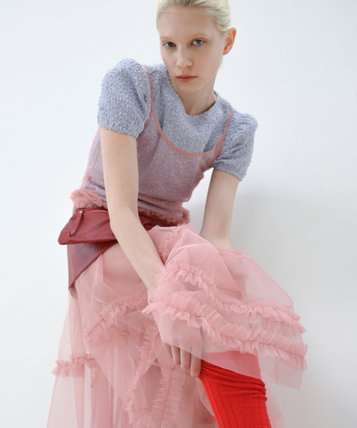 AOPT(アオプト)の「SHEER FRILL LAYERED DRESS - SALMON PINK(ワンピース・レディース・その他・SMALL/MEDIUM)」の4枚目の写真