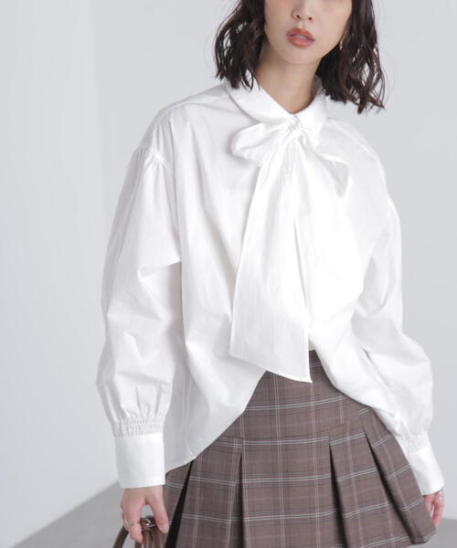 FREE'S MART(フリーズマート)の「◆ボウタイ付きブラウス(シャツ/ブラウス・レディース・ホワイト/ホワイト系その他/ブルー・FREE)」の7枚目の写真