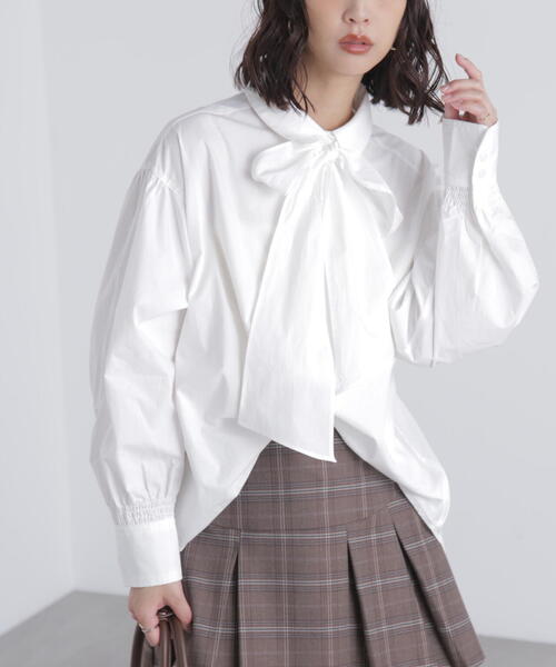 FREE'S MART(フリーズマート)の「◆ボウタイ付きブラウス(シャツ/ブラウス・レディース・ホワイト/ホワイト系その他/ブルー・FREE)」の8枚目の写真