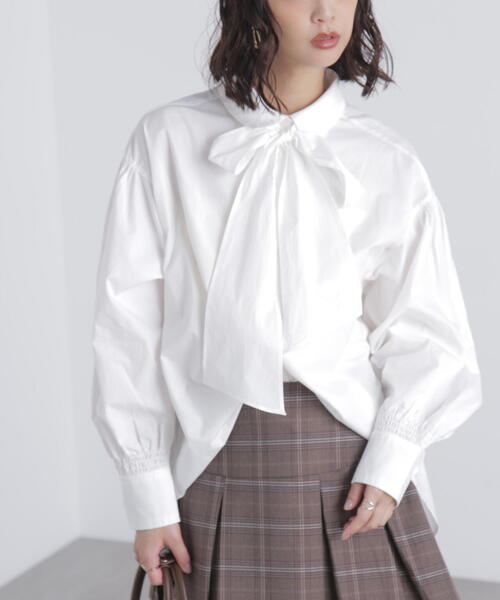 FREE'S MART(フリーズマート)の「◆ボウタイ付きブラウス(シャツ/ブラウス・レディース・ホワイト/ホワイト系その他/ブルー・FREE)」の9枚目の写真