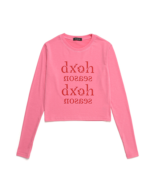 DXOH（ディソエイチ）の「ロゴシーズンセミウォーマークロップT [ピンク]（Tシャツ/カットソー・レディース・その他・FREE）」の2枚目の写真
