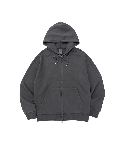 BECANVAS(ビキャンバス)の「BECANVAS PIGMENT DYDE OVERFIT HOOD ZIP-UP (CHARCOAL)(パーカー・レディース・ダークグレー・LARGE/SMALL/MEDIUM/X-LARGE)」の1枚目の写真