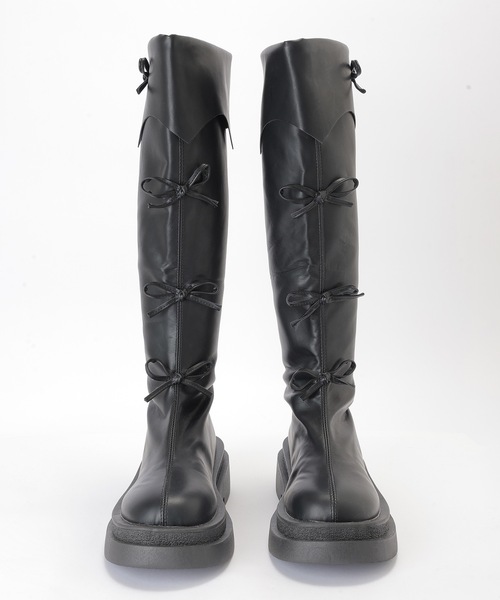 Lace Ladies(レースレディース)の「レザー調 メニー リボン ロング ブーツ(ブーツ・レディース・ブラック/ブラウン・22.5cm/23cm/23.5cm/24cm/24.5cm)」の15枚目の写真
