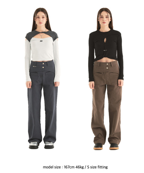HHIPS(ダブルヒップス)の「ツーボタンパンツ_ブラウン(その他パンツ・レディース・その他・SMALL/MEDIUM)」の4枚目の写真