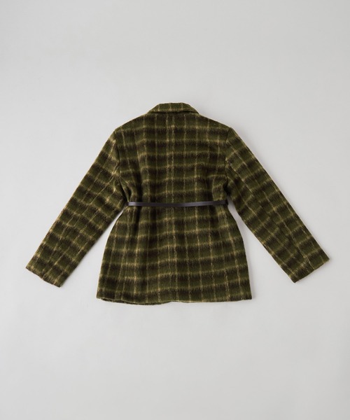 セール】チェックシャギーウエストマークテーラードジャケット