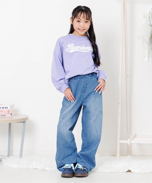 algy(アルジー)の「アソートデニムワイドパンツ(デニムパンツ・キッズ・サックスブルー/ブルー/グレー・130/140/150/160)」の4枚目の写真