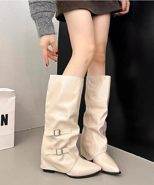 gossip!ロサンゼルス(ゴシップロサンゼルス)の「ストレートライン ベルテッドブーツ(ブーツ・レディース・ブラック/ホワイト/ブラウン・36/37)」の1枚目の写真