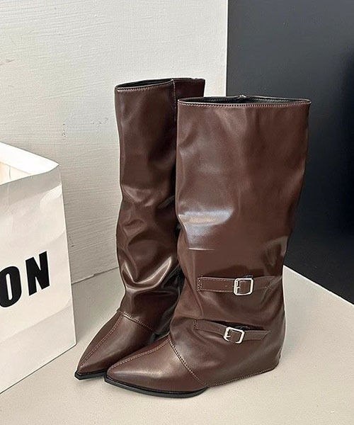 gossip!ロサンゼルス(ゴシップロサンゼルス)の「ストレートライン ベルテッドブーツ(ブーツ・レディース・ブラック/ホワイト/ブラウン・36/37)」の6枚目の写真