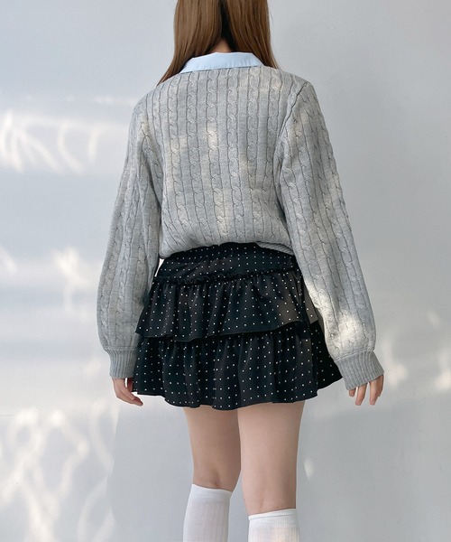 AS KNOW AS plus（アズノゥアズプラス）の「○ブランドロゴプレート付き ケーブルポロニットプルオーバー（ポロシャツ・レディース・ネイビー系/グレー系/ブラウン系・FREE）」の11枚目の写真