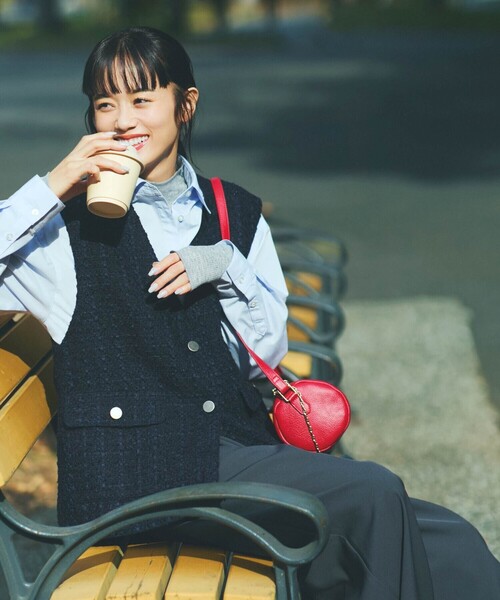 COMME CA ISM（コムサイズム）の「【宮城舞さん着用】ファンシーツイード ジレ（ベスト・レディース・ネイビー/アイボリー・FREE）」の6枚目の写真