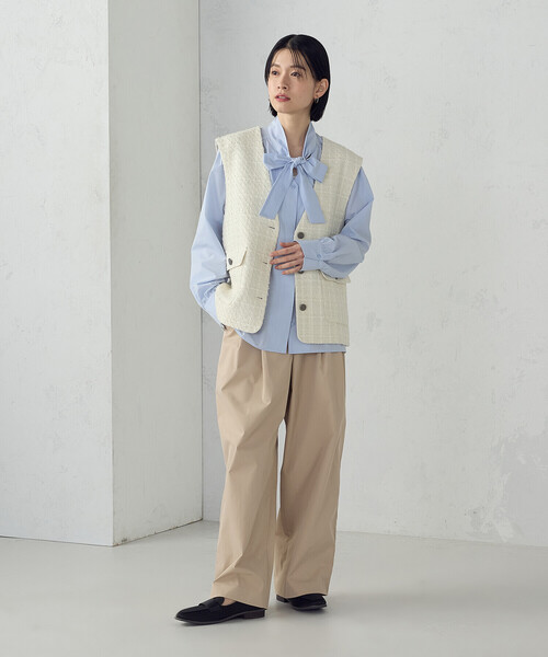 COMME CA ISM（コムサイズム）の「【宮城舞さん着用】ファンシーツイード ジレ（ベスト・レディース・ネイビー/アイボリー・FREE）」の8枚目の写真