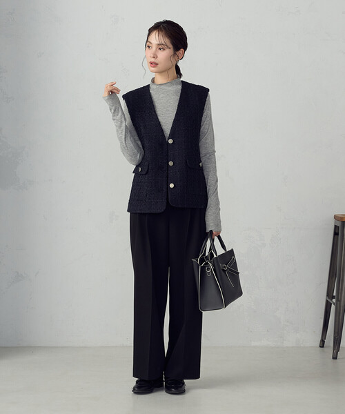 COMME CA ISM（コムサイズム）の「【宮城舞さん着用】ファンシーツイード ジレ（ベスト・レディース・ネイビー/アイボリー・FREE）」の12枚目の写真