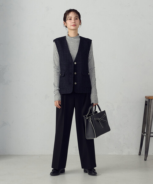 COMME CA ISM（コムサイズム）の「【宮城舞さん着用】ファンシーツイード ジレ（ベスト・レディース・ネイビー/アイボリー・FREE）」の13枚目の写真