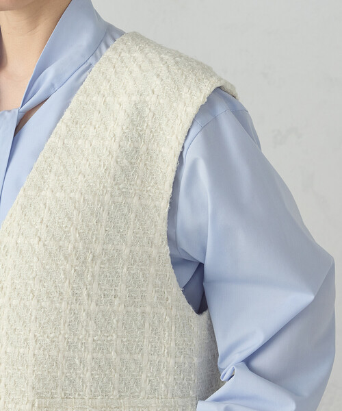 COMME CA ISM（コムサイズム）の「【宮城舞さん着用】ファンシーツイード ジレ（ベスト・レディース・ネイビー/アイボリー・FREE）」の20枚目の写真