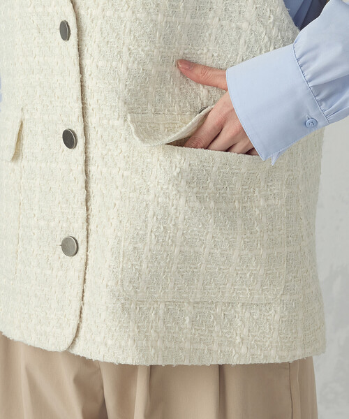 COMME CA ISM（コムサイズム）の「【宮城舞さん着用】ファンシーツイード ジレ（ベスト・レディース・ネイビー/アイボリー・FREE）」の21枚目の写真