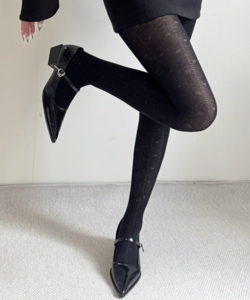 Fun & Daily（ファンアンドデイリー）の「F&D : リボンラインタイツ（タイツ/ストッキング・レディース・ブラック・FREE）」の3枚目の写真