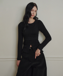 MARROT（マロット）の「スリーブレストップレイヤードTシャツ_ブラック（Tシャツ/カットソー）」