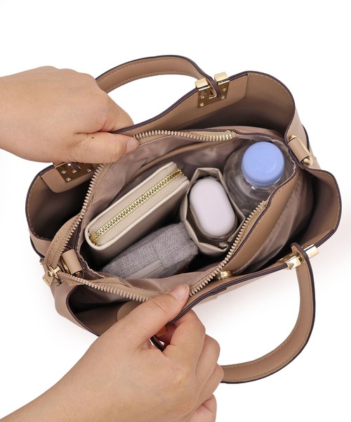 MIAN （ミアン）の「ダブルポケット2wayハンドバッグ【詳細動画あり】（ハンドバッグ・レディース・グレー/ブラック/ベージュ・FREE）」の17枚目の写真