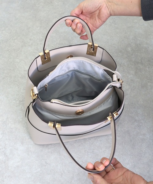 MIAN （ミアン）の「ダブルポケット2wayハンドバッグ【詳細動画あり】（ハンドバッグ・レディース・グレー/ブラック/ベージュ・FREE）」の12枚目の写真