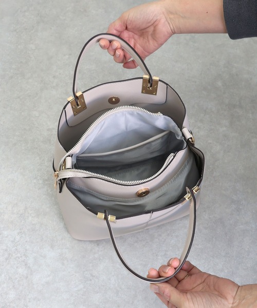 MIAN （ミアン）の「ダブルポケット2wayハンドバッグ【詳細動画あり】（ハンドバッグ・レディース・グレー/ブラック/ベージュ・FREE）」の13枚目の写真