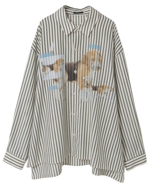 Candy Stripper(キャンディストリッパー)の「DOG PRINT OVER シャツ(シャツ/ブラウス・レディース・ブラック/ライトブルー/グレー・FREE)」の2枚目の写真