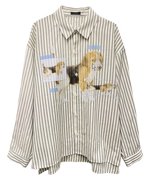 Candy Stripper(キャンディストリッパー)の「DOG PRINT OVER シャツ(シャツ/ブラウス・レディース・ブラック/ライトブルー/グレー・FREE)」の11枚目の写真