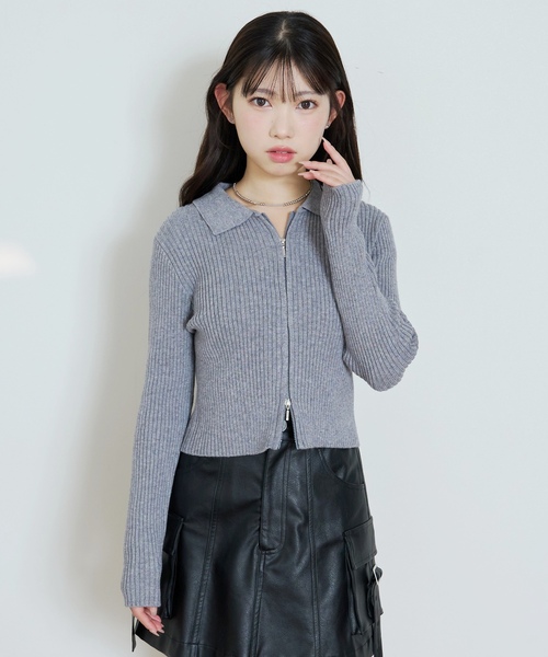 LOVETOXIC(ラブトキシック)の「【LTXC】【洗える】リブWジップカーディガン(カーディガン/ボレロ・キッズ・グレー/サックスブルー/アイボリー/ブラック・L:160cm/M:150cm/S:140cm/130cm)」の10枚目の写真
