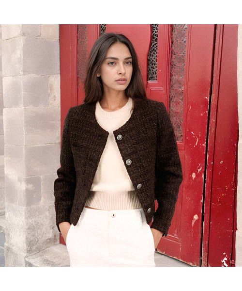 ACUD(アクド)の「Texture Tweed Jacket _Brown(テーラードジャケット・レディース・ブラウン・S/M)」の1枚目の写真