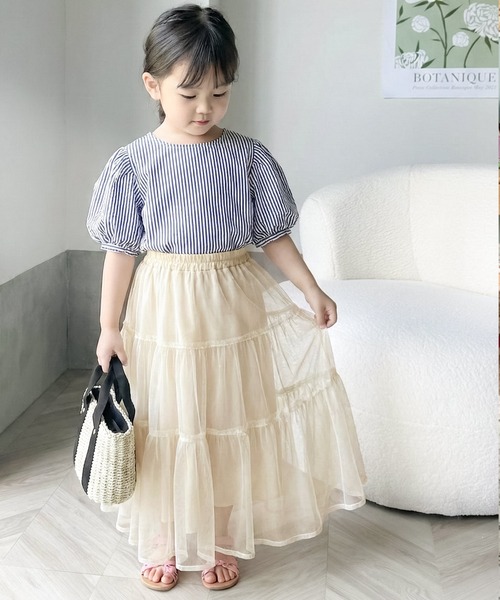 classicalelf(クラシカルエルフ)の「【キッズ】 親子お揃い リンクコーデできちゃう!チュールティアードスカート(スカート・キッズ・アイボリー/ブラック・140/120/100/160)」の13枚目の写真