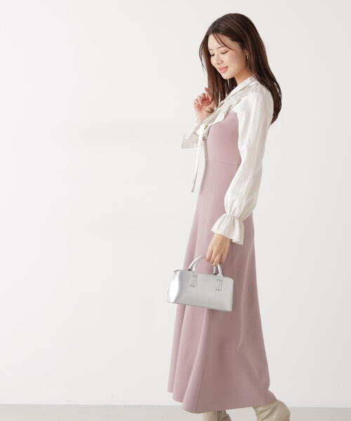 EDIT COLOGNE(エディットコロン)の「<E>ラッフルタイドッキングワンピース / 1216147200(ワンピース・レディース・ピンク/ネイビー・SMALL/P/S/MEDIUM)」の4枚目の写真