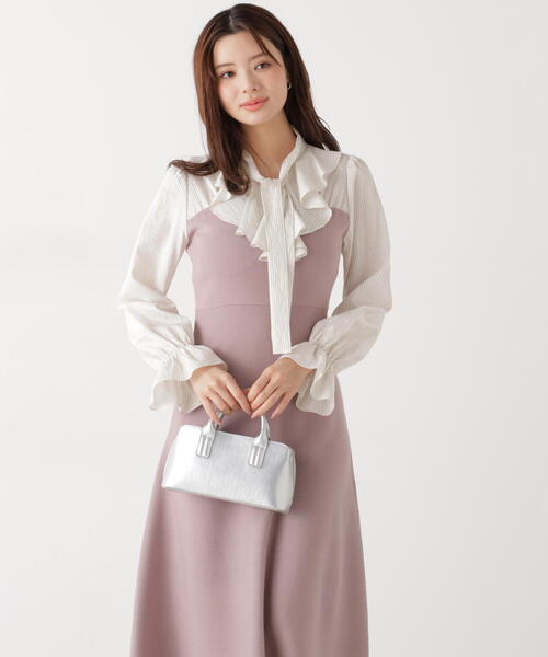 EDIT COLOGNE(エディットコロン)の「<E>ラッフルタイドッキングワンピース / 1216147200(ワンピース・レディース・ピンク/ネイビー・SMALL/P/S/MEDIUM)」の5枚目の写真