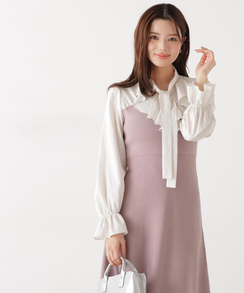 EDIT COLOGNE(エディットコロン)の「<E>ラッフルタイドッキングワンピース / 1216147200(ワンピース・レディース・ピンク/ネイビー・SMALL/P/S/MEDIUM)」の9枚目の写真