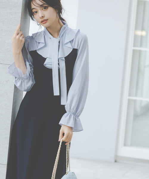 EDIT COLOGNE(エディットコロン)の「<E>ラッフルタイドッキングワンピース / 1216147200(ワンピース・レディース・ピンク/ネイビー・SMALL/P/S/MEDIUM)」の14枚目の写真