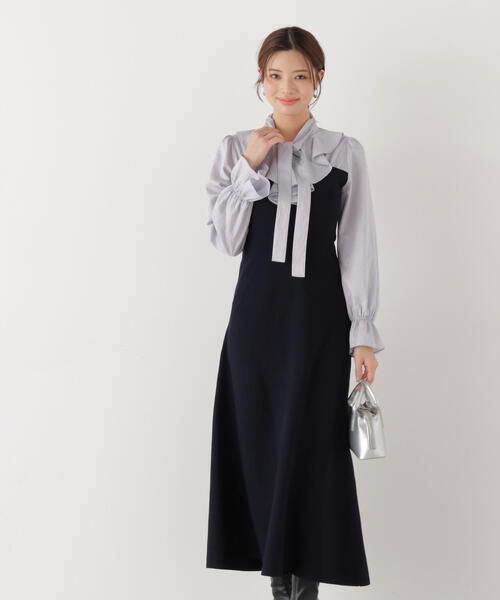 EDIT COLOGNE(エディットコロン)の「<E>ラッフルタイドッキングワンピース / 1216147200(ワンピース・レディース・ピンク/ネイビー・SMALL/P/S/MEDIUM)」の15枚目の写真