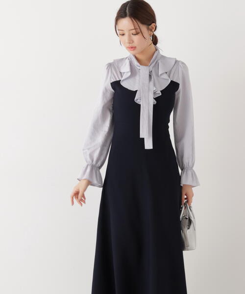 EDIT COLOGNE(エディットコロン)の「<E>ラッフルタイドッキングワンピース / 1216147200(ワンピース・レディース・ピンク/ネイビー・SMALL/P/S/MEDIUM)」の16枚目の写真