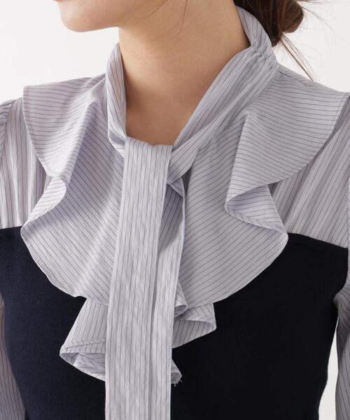 EDIT COLOGNE（エディットコロン）の「＜Ｅ＞ラッフルタイドッキングワンピース / 1216147200（ワンピース・レディース・ネイビー/ピンク・MEDIUM/P/S/SMALL）」の3枚目の写真