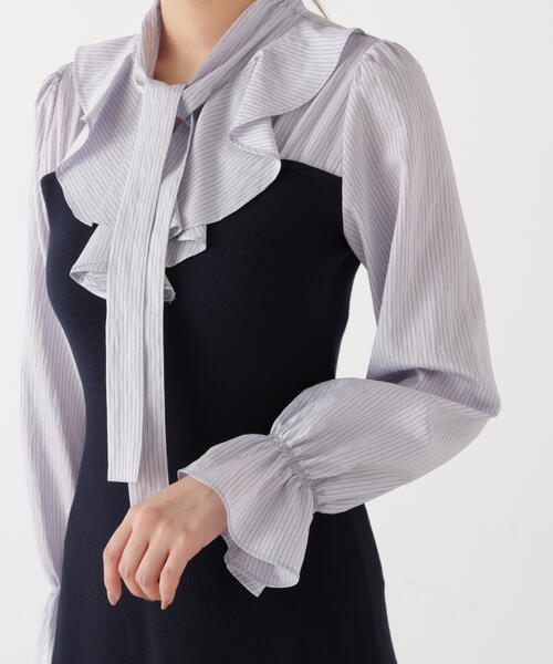 EDIT COLOGNE（エディットコロン）の「＜Ｅ＞ラッフルタイドッキングワンピース / 1216147200（ワンピース・レディース・ネイビー/ピンク・MEDIUM/P/S/SMALL）」の5枚目の写真