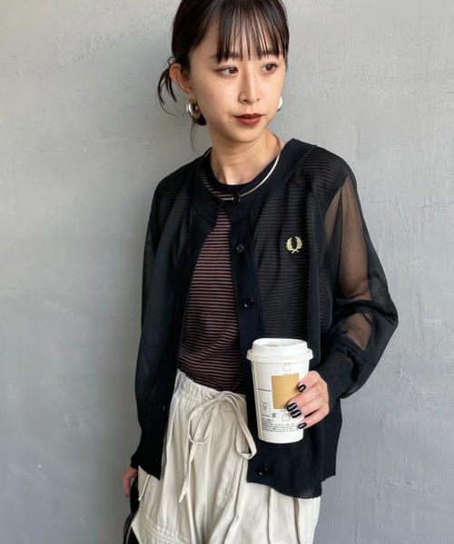 FRED PERRY/フレッドペリー] ワンポイントロゴ刺繍 シアークルーネック