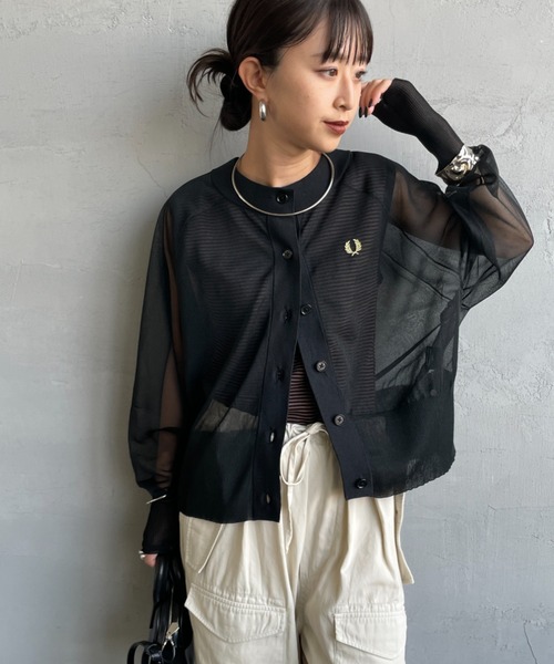 FRED PERRYワンポイントロゴ刺繍 シアークルーネックカーディガン FRED PERRY（フレッドペリー）の「[FRED PERRY/フレッドペリー] ワン