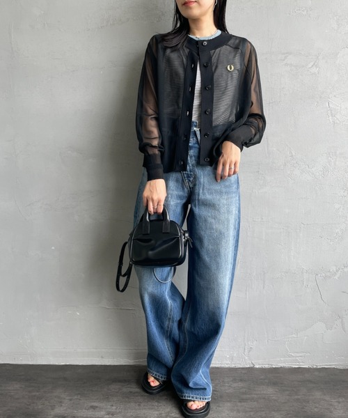 FRED PERRY/フレッドペリー] ワンポイントロゴ刺繍 シアークルーネック