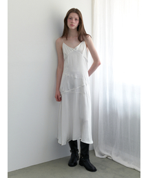 lace line slip dress - white