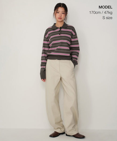 MUSINSA STANDARD WOMAN（ムシンサスタンダードウーマン）の「ウィメンズマルチストライプカラー ニット [ピンク]（ニット/セーター・レディース・その他・SMALL/MEDIUM/LARGE/X-SMALL）」の2枚目の写真