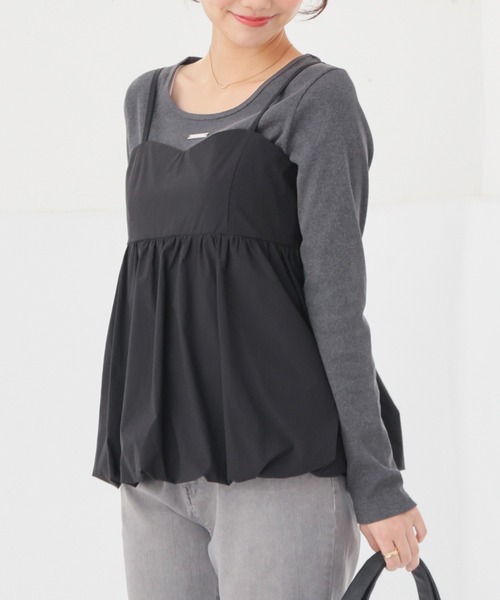 Honeys(ハニーズ)の「【UVカット】プレート付トップス(Tシャツ/カットソー・レディース・サックスブルー/ホワイト/ヘザーチャコール/モカ/ブラック・S/M/L)」の4枚目の写真