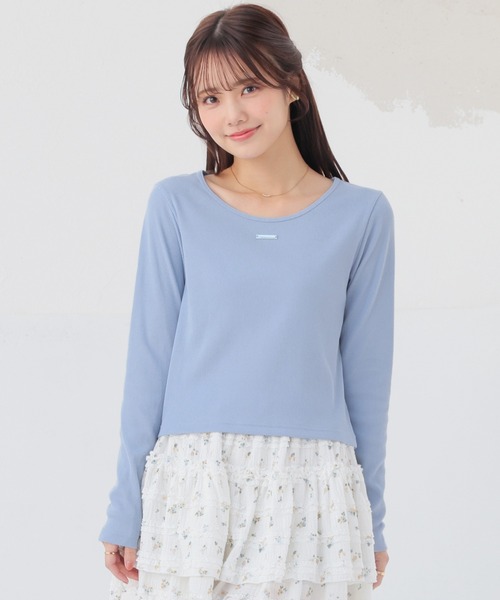 Honeys(ハニーズ)の「【UVカット】プレート付トップス(Tシャツ/カットソー・レディース・サックスブルー/ホワイト/ヘザーチャコール/モカ/ブラック・S/M/L)」の15枚目の写真