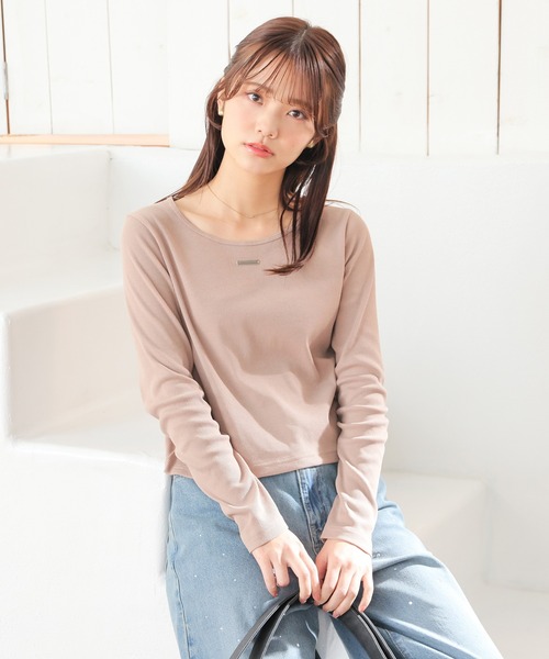 Honeys(ハニーズ)の「【UVカット】プレート付トップス(Tシャツ/カットソー・レディース・サックスブルー/ホワイト/ヘザーチャコール/モカ/ブラック・S/M/L)」の21枚目の写真