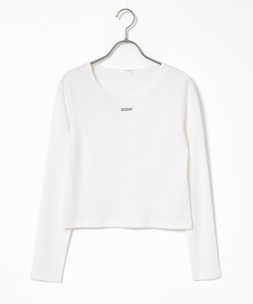 Honeys(ハニーズ)の「【UVカット】プレート付トップス(Tシャツ/カットソー・レディース・サックスブルー/ホワイト/ヘザーチャコール/モカ/ブラック・S/M/L)」の22枚目の写真