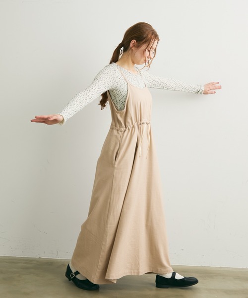 Crisp（クリスプ）の「ストライプキャミワンピース（ワンピース・レディース・ベージュ/グリーン・FREE）」の2枚目の写真