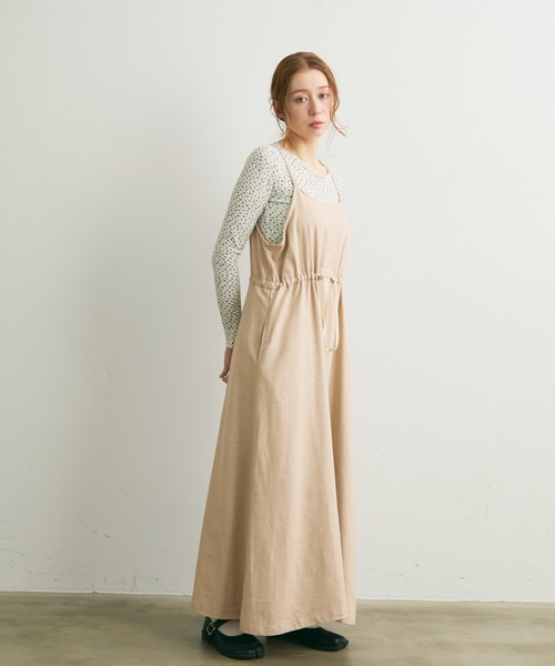 Crisp（クリスプ）の「ストライプキャミワンピース（ワンピース・レディース・ベージュ/グリーン・FREE）」の4枚目の写真