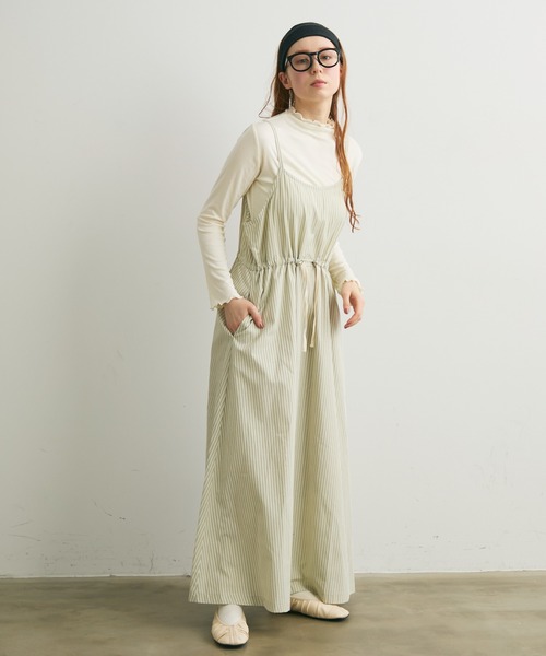 Crisp（クリスプ）の「ストライプキャミワンピース（ワンピース・レディース・ベージュ/グリーン・FREE）」の12枚目の写真