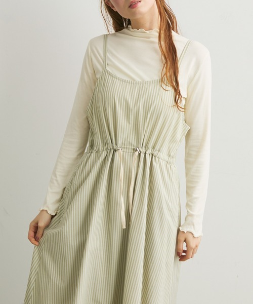 Crisp（クリスプ）の「ストライプキャミワンピース（ワンピース・レディース・ベージュ/グリーン・FREE）」の15枚目の写真